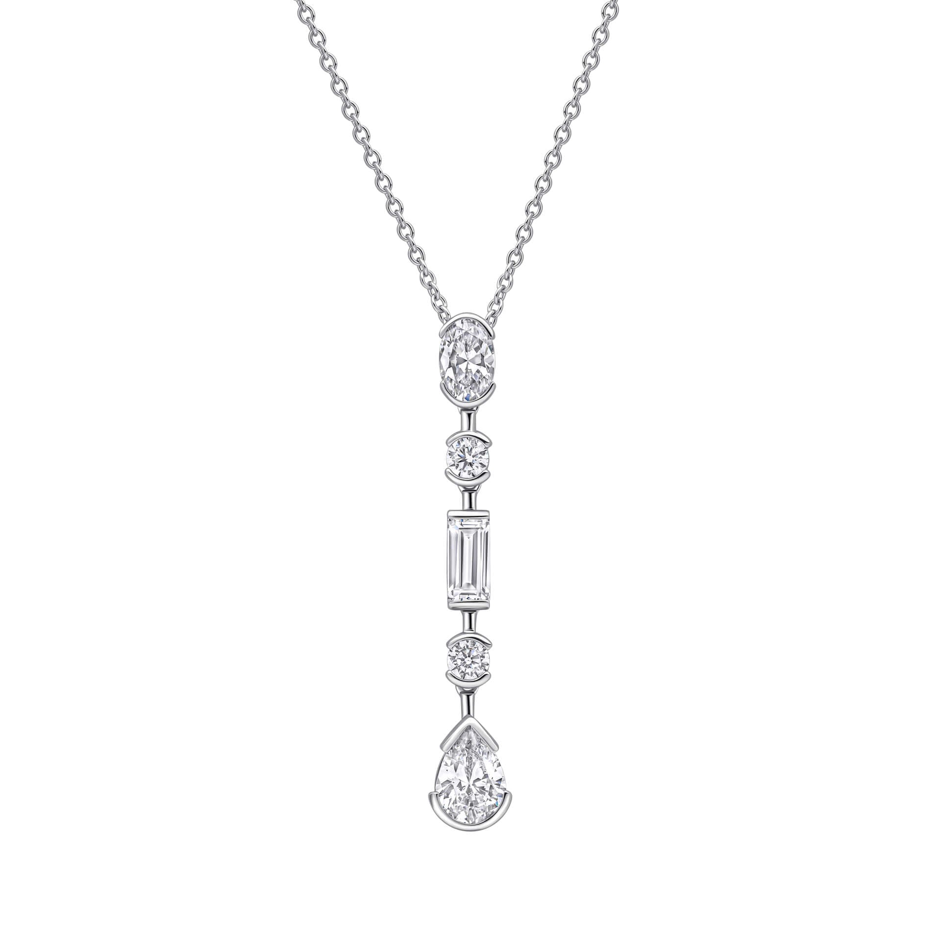 Diamonfire Elongated Half Bezel Pendant