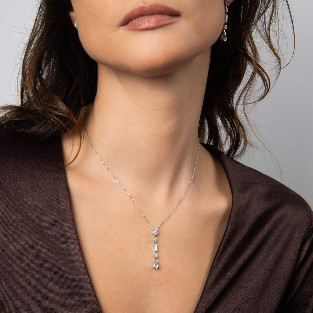 Diamonfire Elongated Half Bezel Pendant