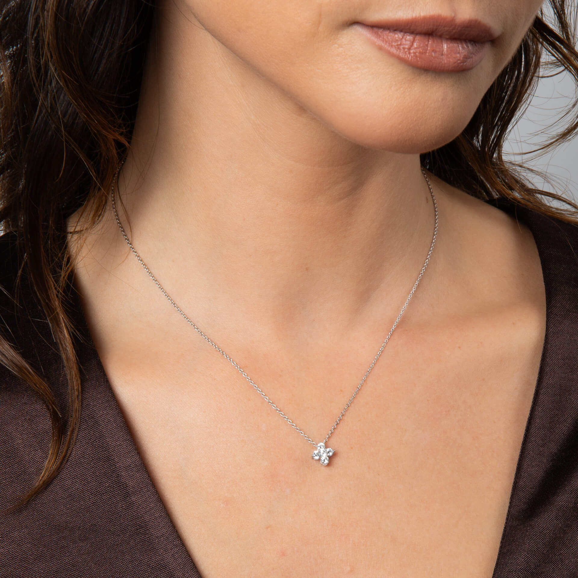 Diamonfire Zirconia Cluster Flower Pendant