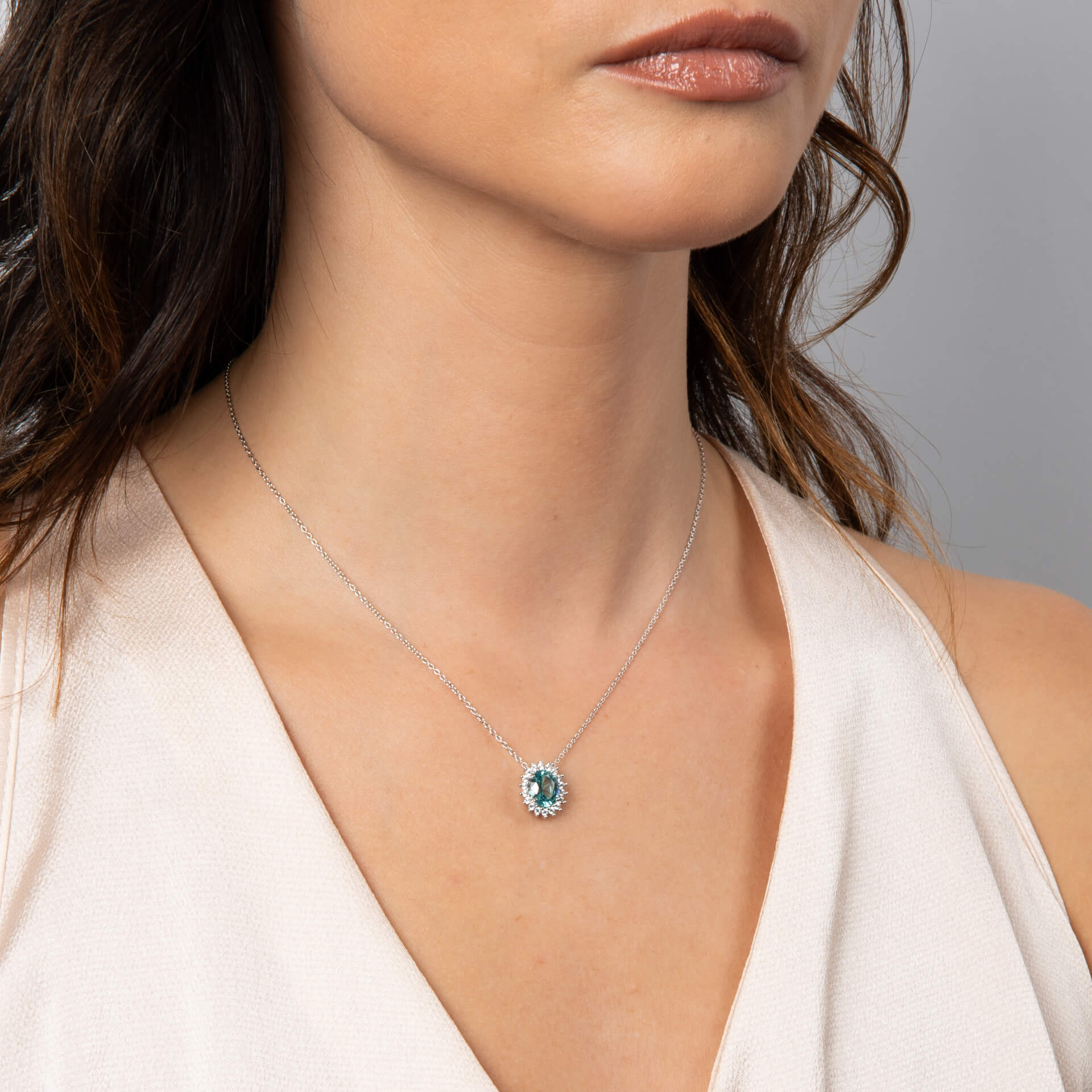 Diamonfire Oval Zirconia Pave Pendant