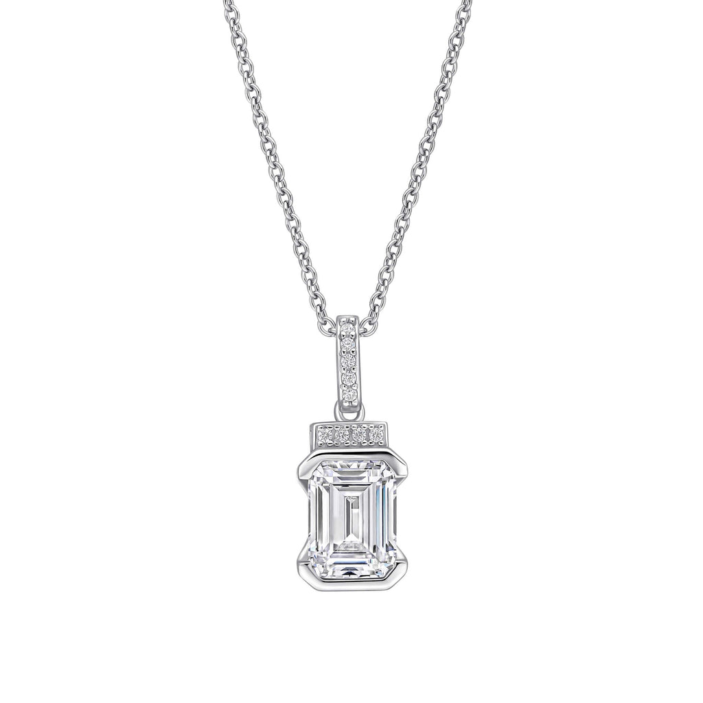 Diamonfire Emerald Cut Half Bezel Drop Pendant