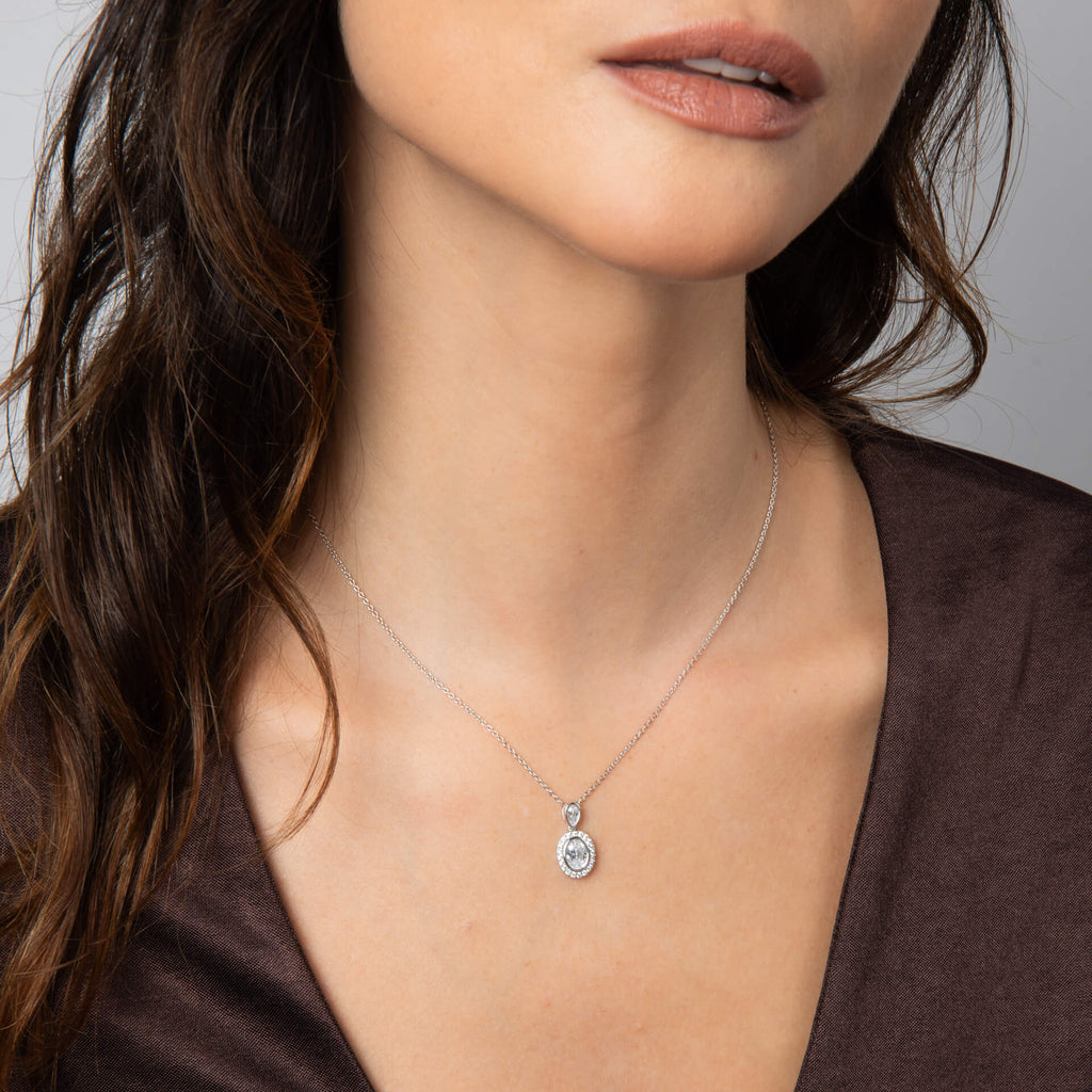 Diamonfire Halo Double Drop Pendant