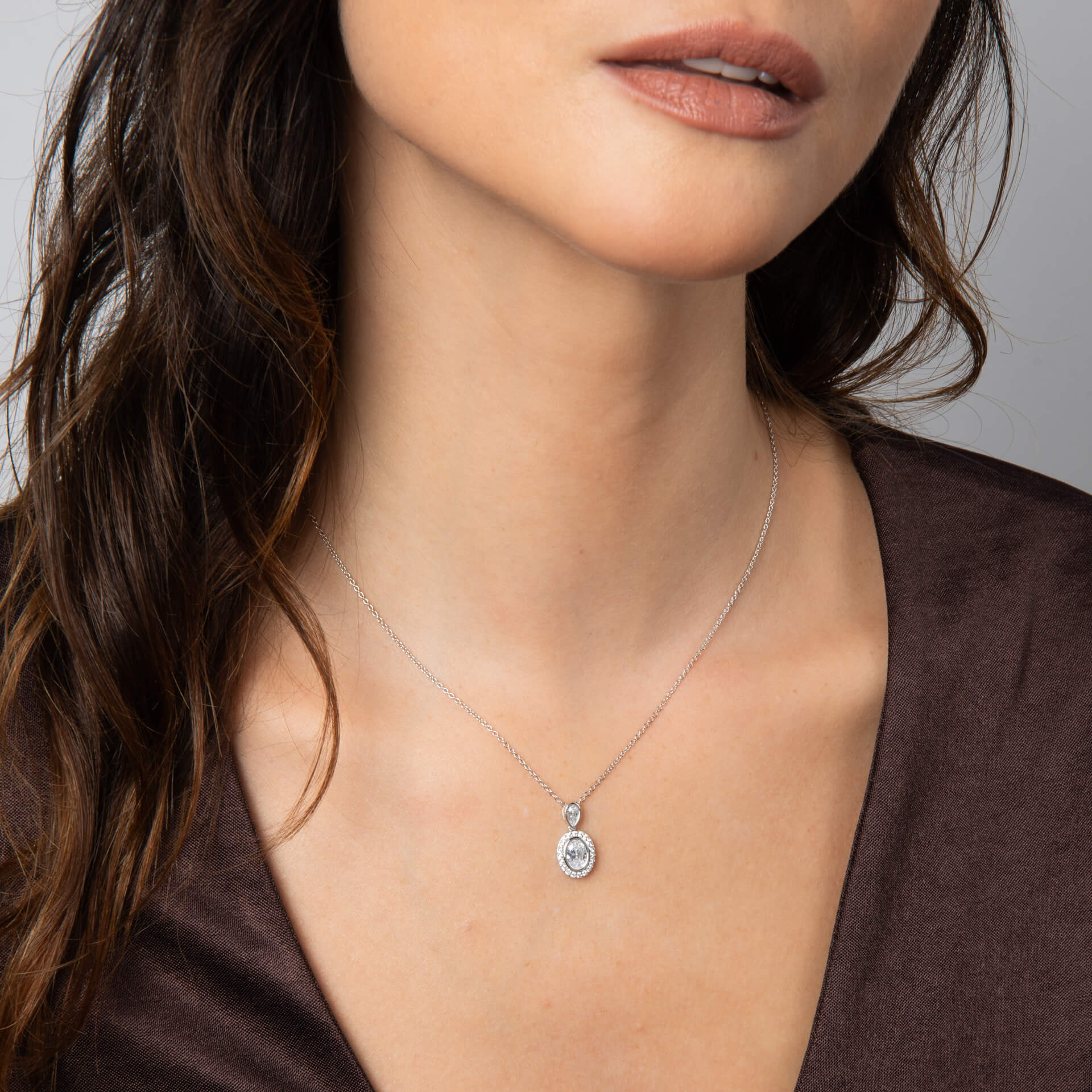Diamonfire Halo Double Drop Pendant