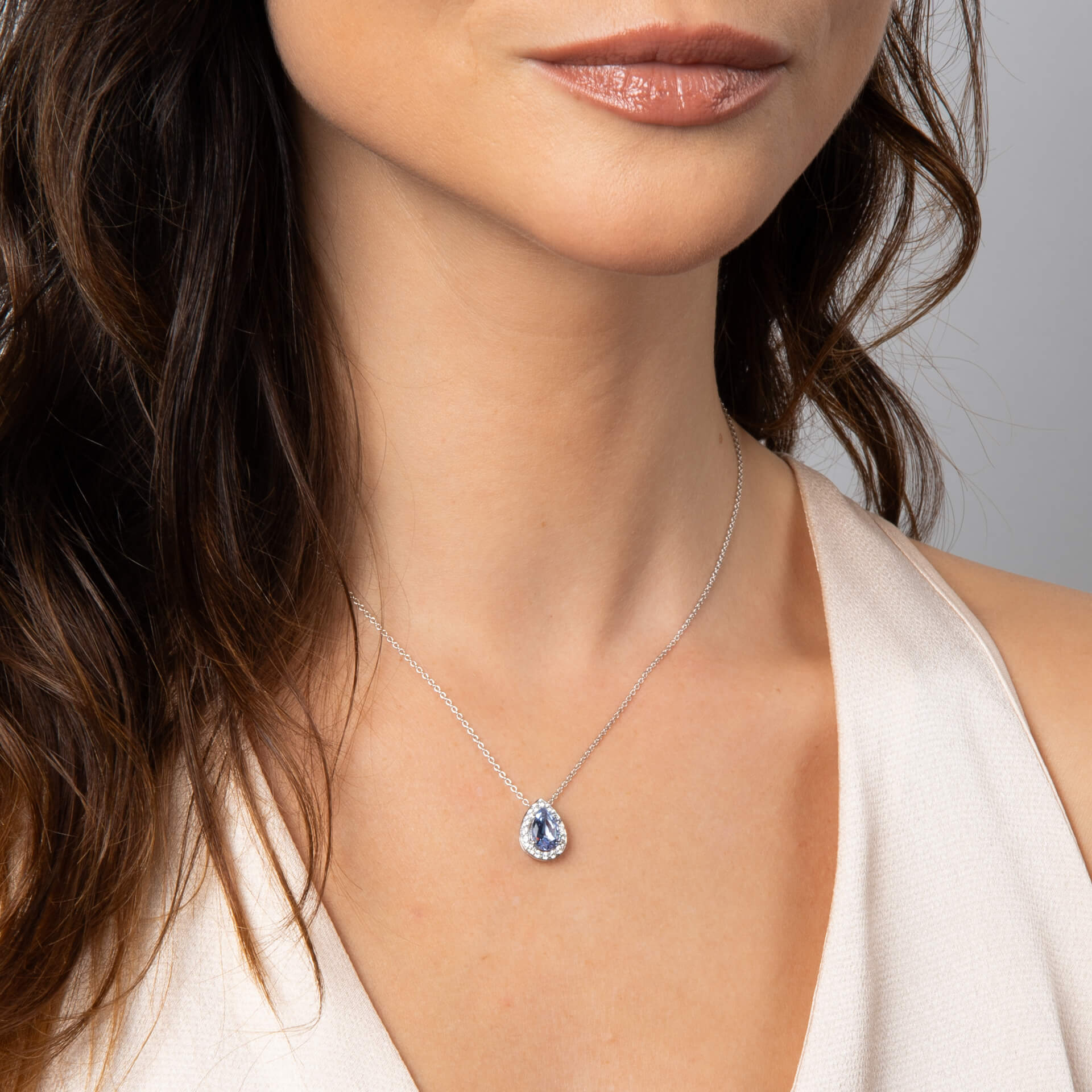Diamonfire Zirconia Halo Teardrop Pendant