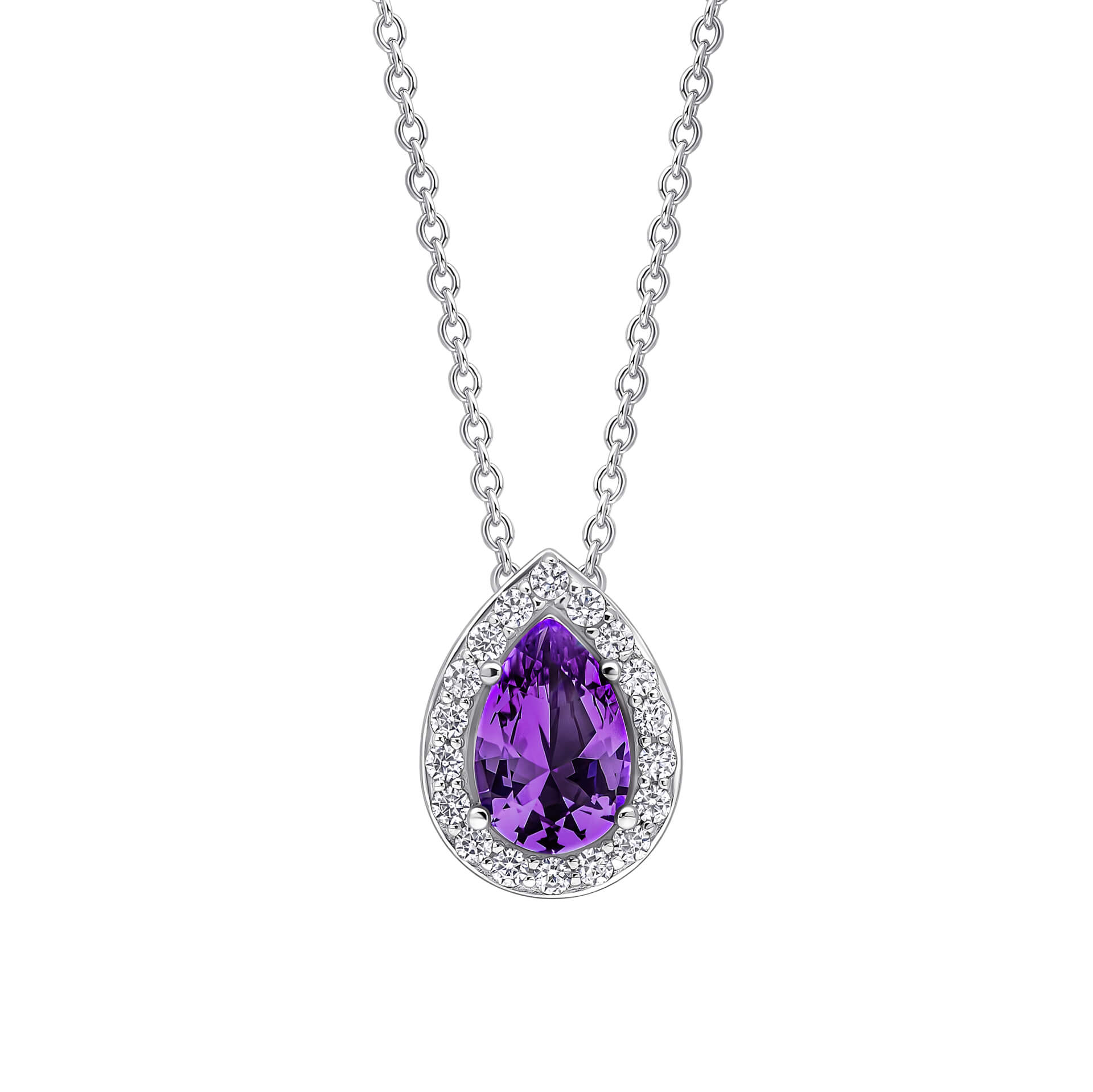 Diamonfire Zirconia Halo Teardrop Pendant