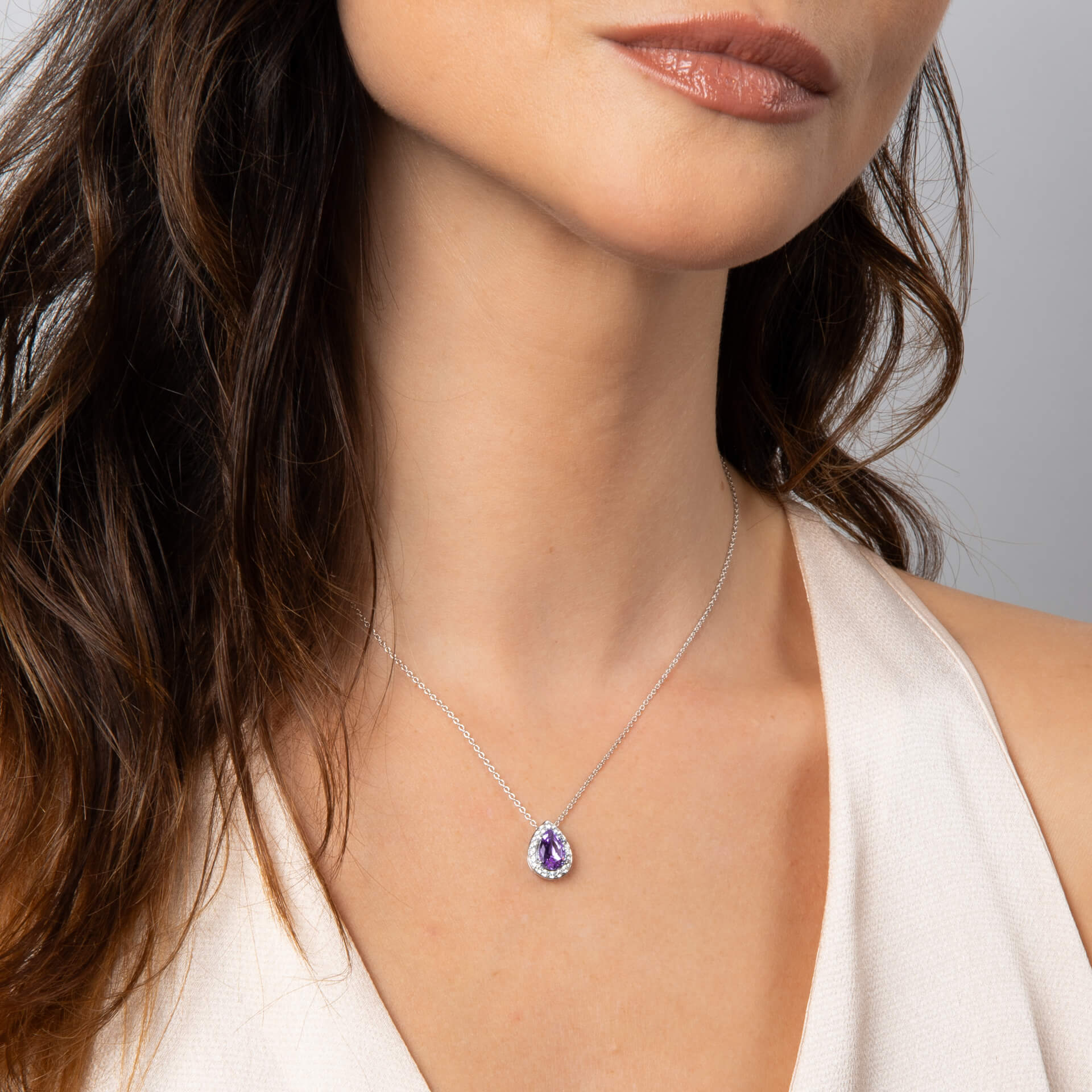 Diamonfire Zirconia Halo Teardrop Pendant