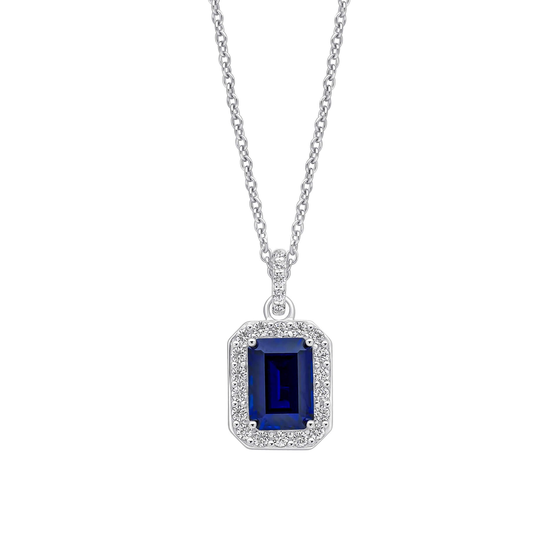 Diamonfire Geometric Halo Drop Pendant