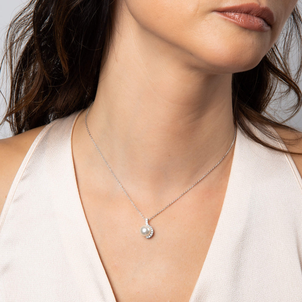 Diamonfire Half Halo Pearl Pendant