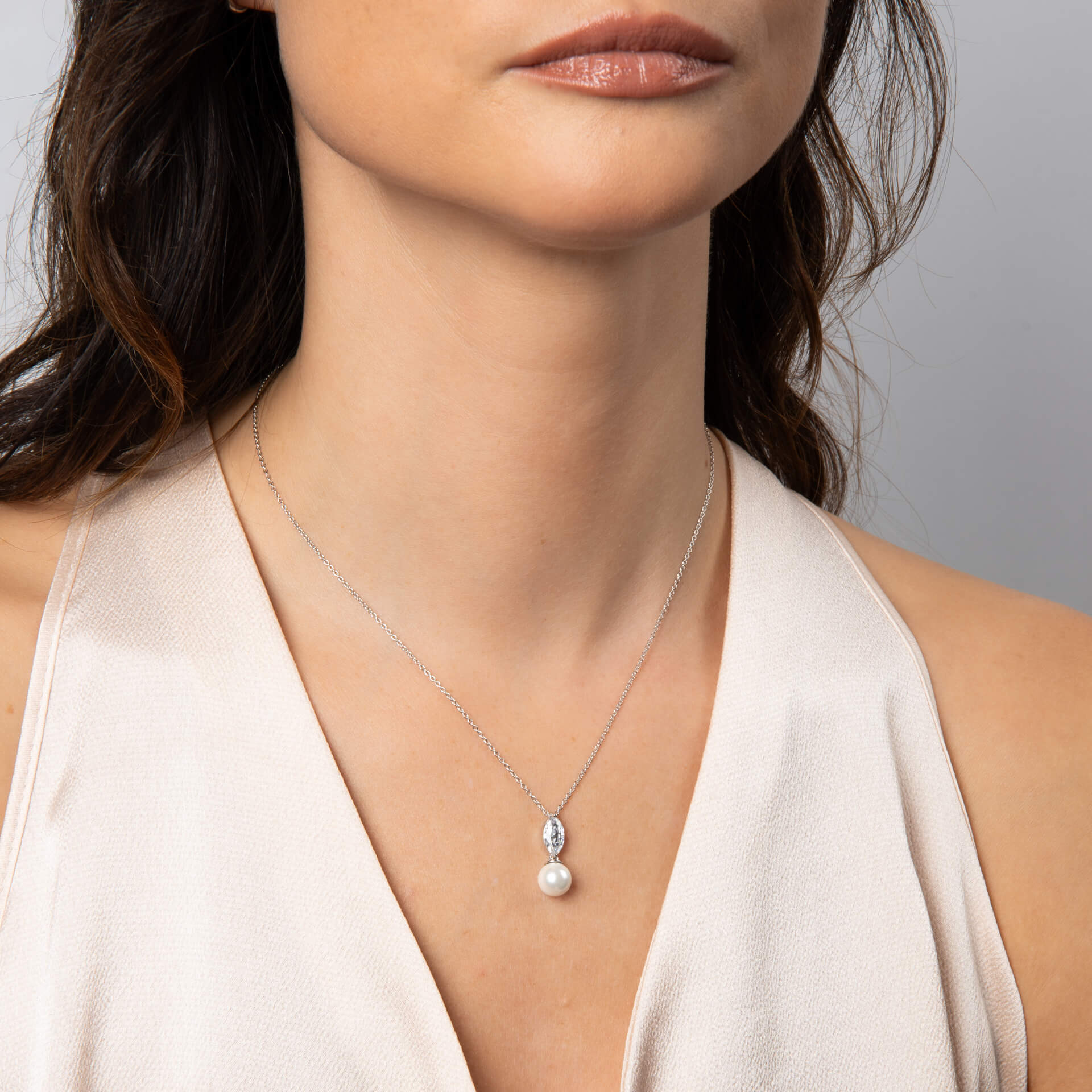 Diamonfire Marquise Pearl Drop Pendant