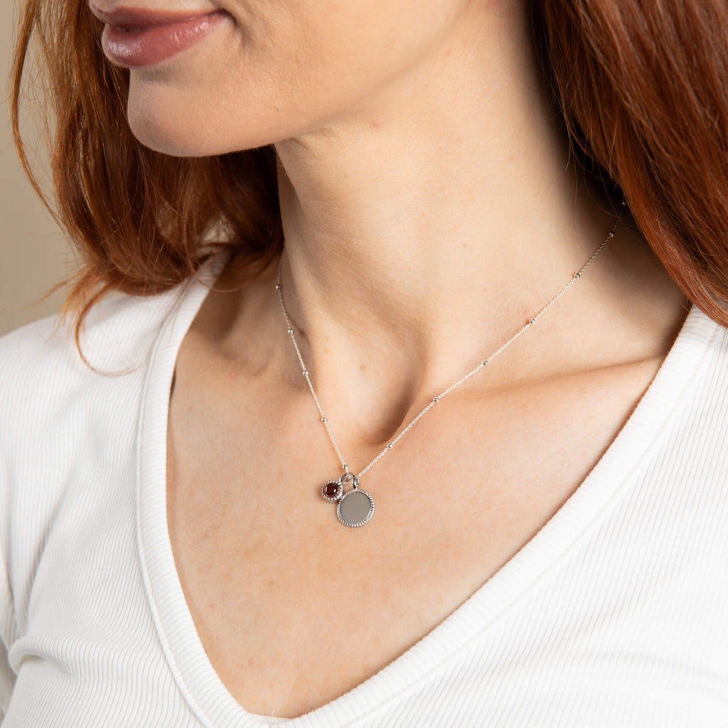 Beginnings Milgrain Semi-Precious Cabochon Birthstone Necklace