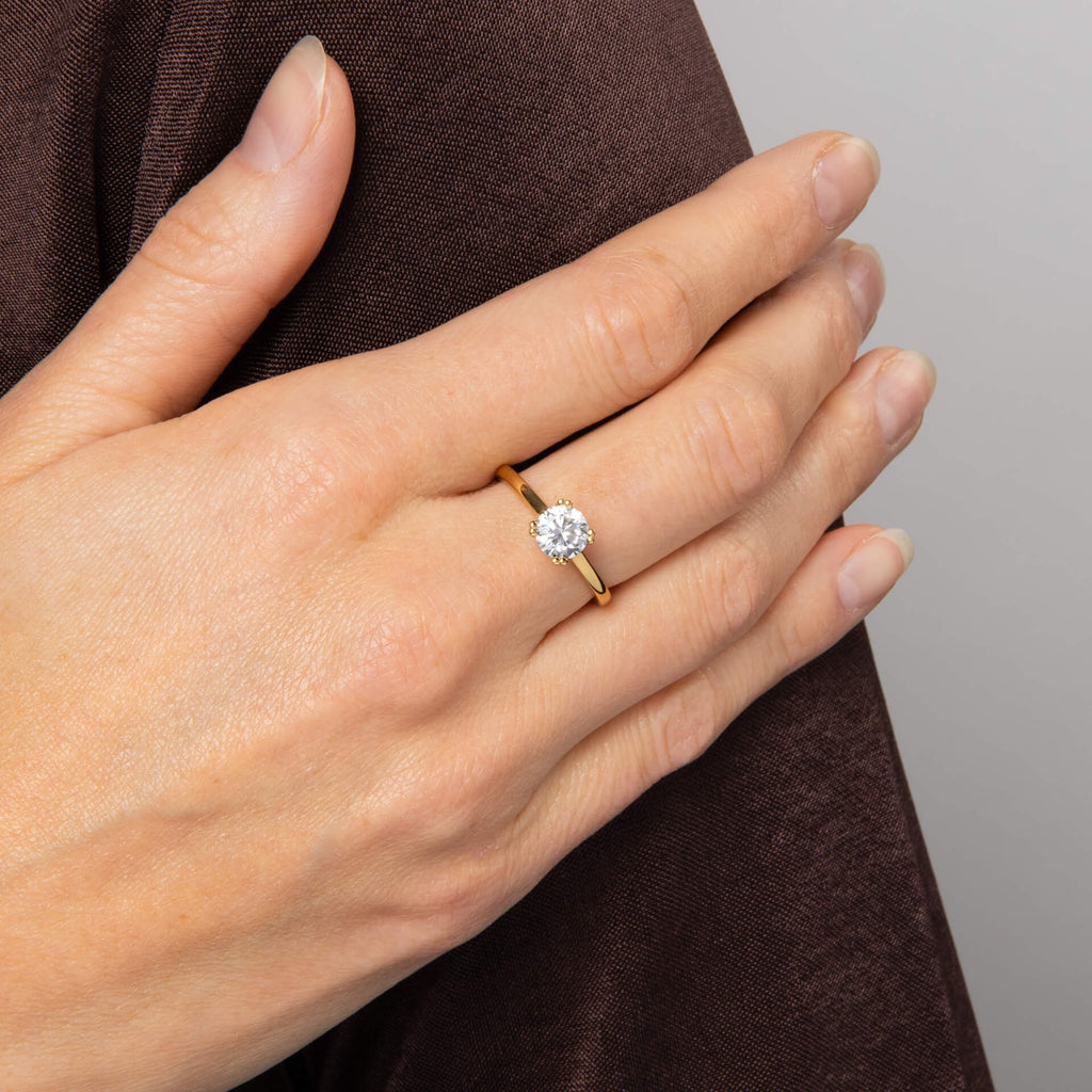 Diamonfire Double Claw Solitaire Ring