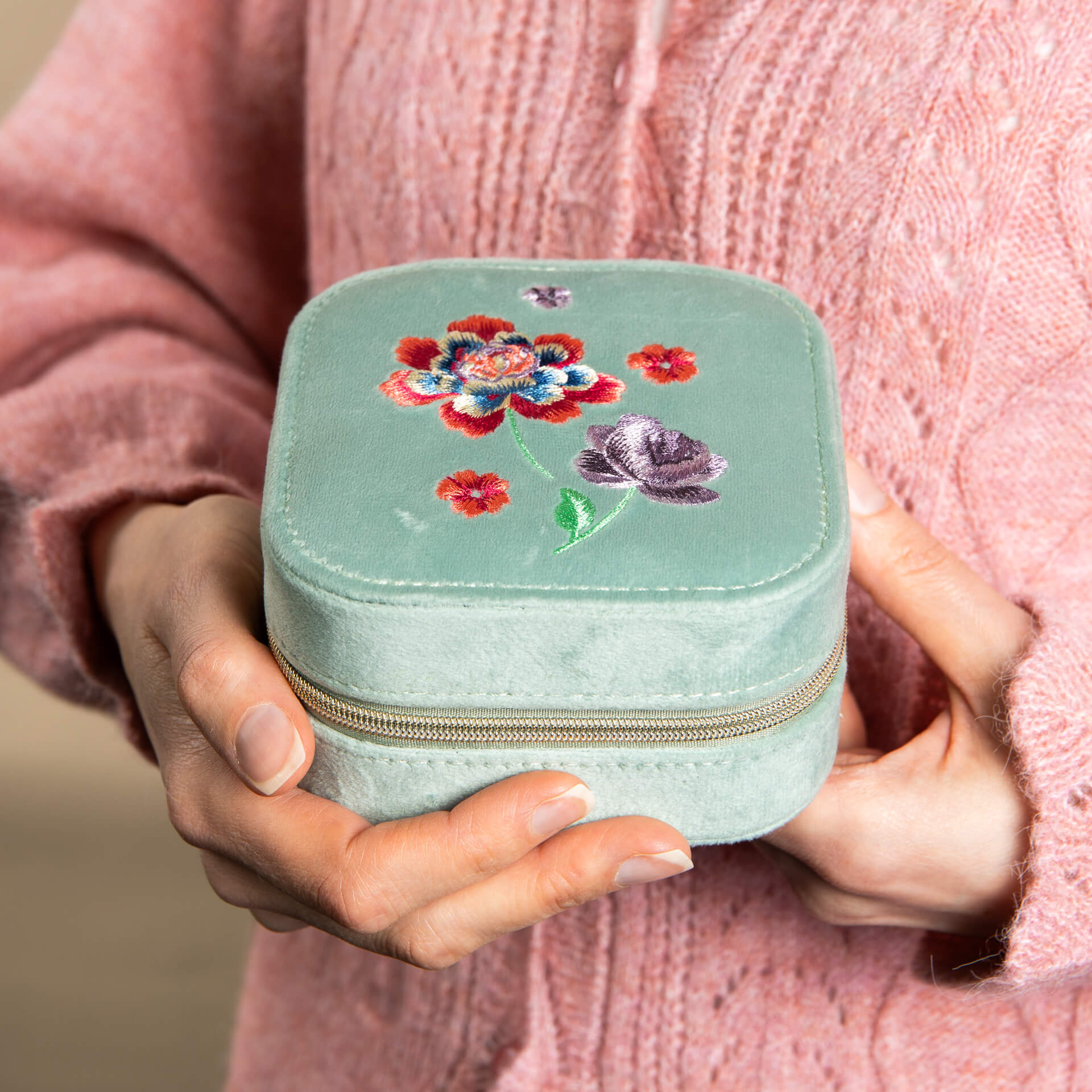 Laura Ashley Silver Elveden Embroidered Jewellery Box