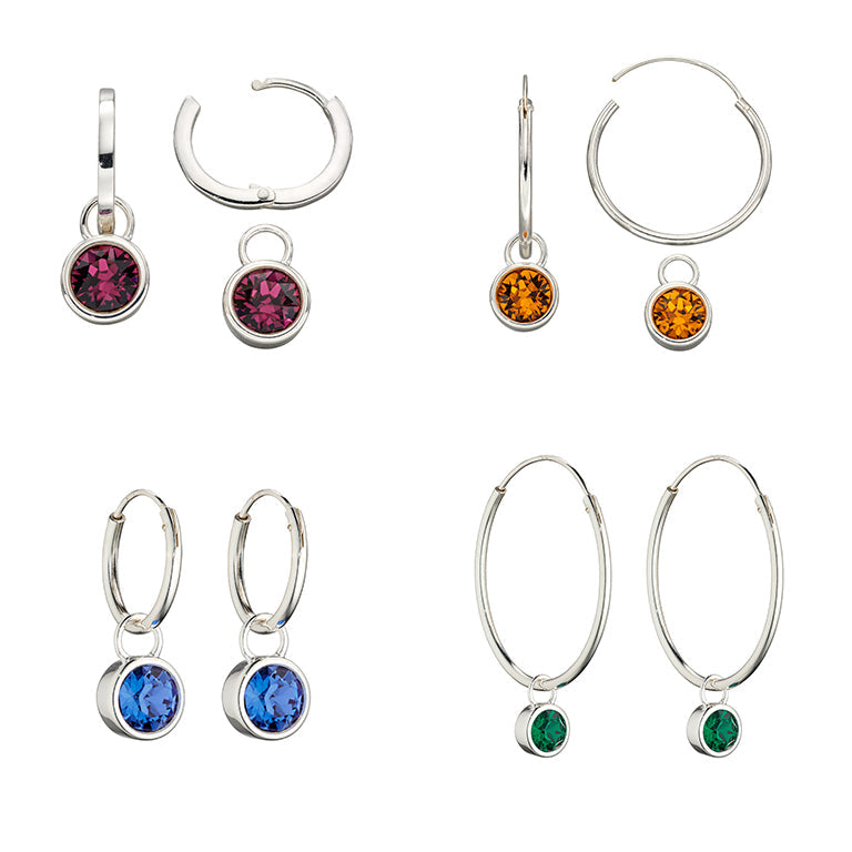 Beginnings Crystal Birthstone Hoop Earring Charms