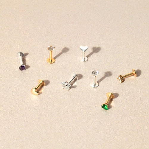 Beginnings Amethyst Cubic Zirconia Labret Stud Earring