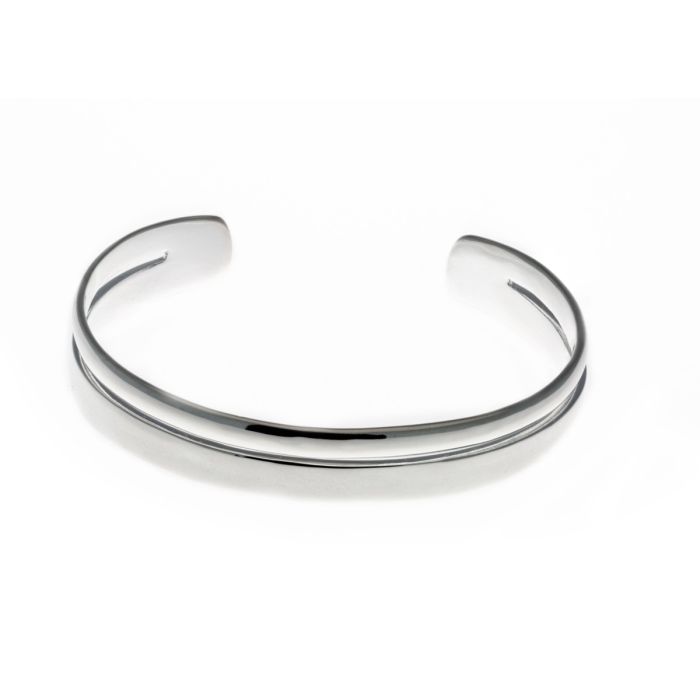 Beginnings Silver Bangle B085 D-Shape & Flat Torque Sterling Silver Bangle B085