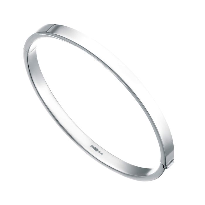 Beginnings Silver Square Cut Hinged Bangle B260