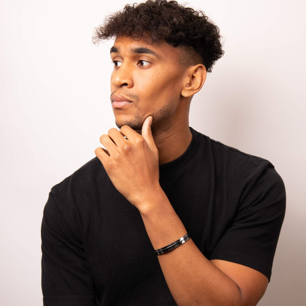 Fred Bennett Black IP Detailed Cuff Bangle