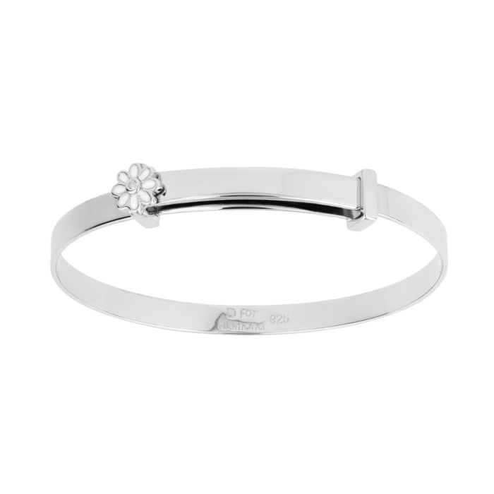 Children's Silver & Diamond Daisy Expandable Bangle B4316 D for Diamond