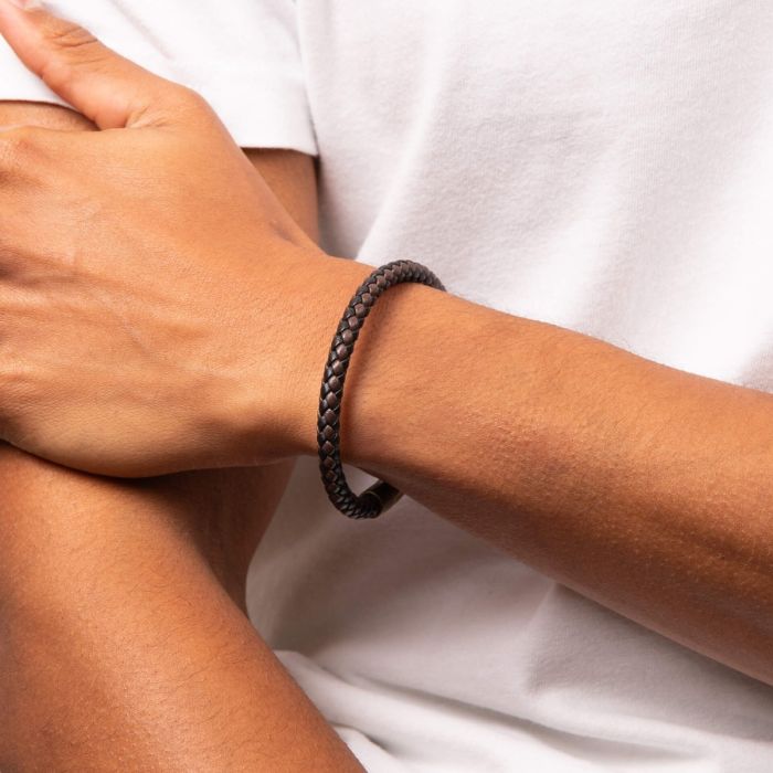 Fred Bennett Two Tone Woven Leather Bracelet