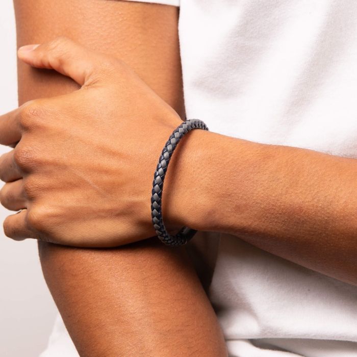 Fred Bennett Two Tone Woven Leather Bracelet