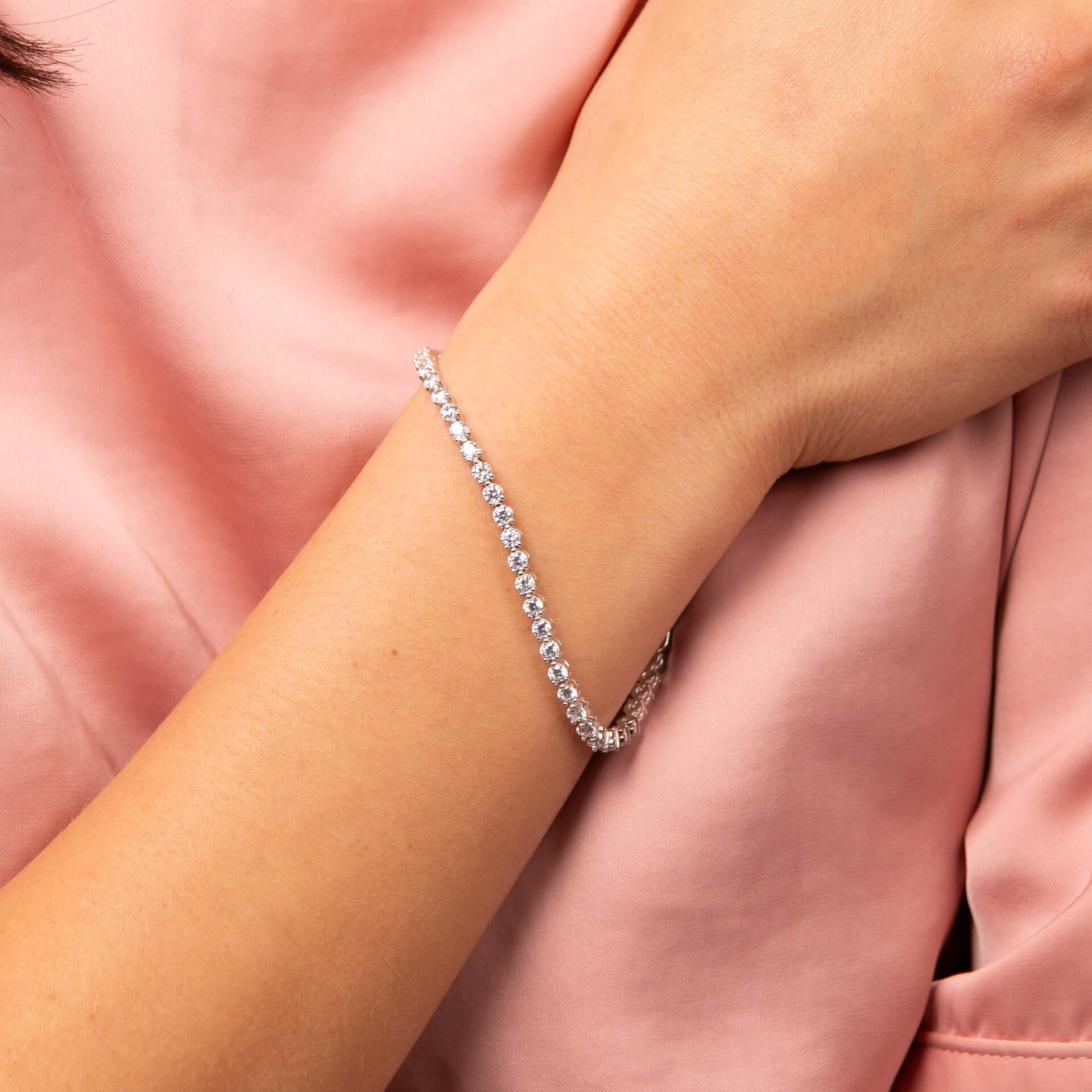 Diamonfire Small Zirconia Charm Tennis Bracelet