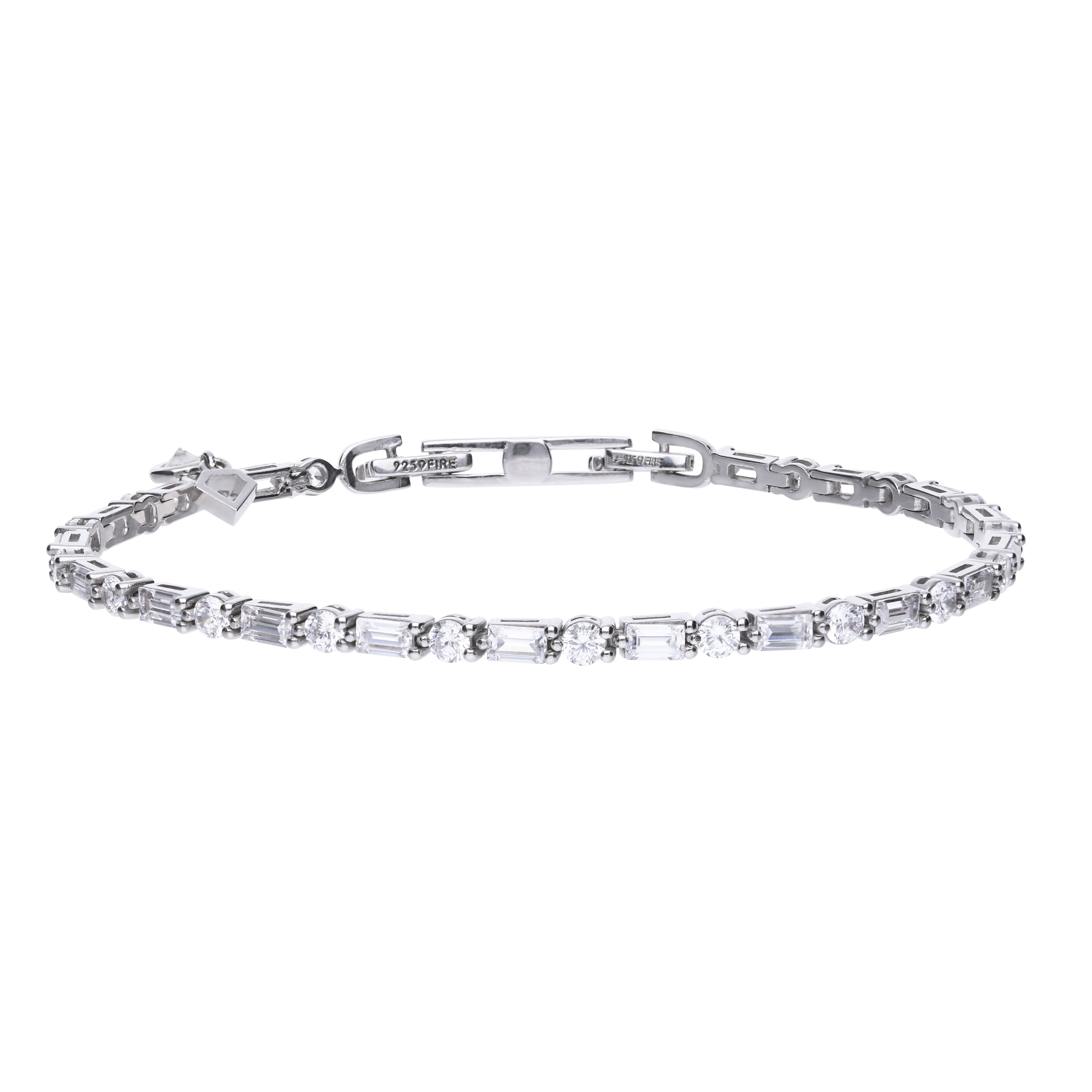 Diamonfire Baguette and Round Zirconia Bracelet