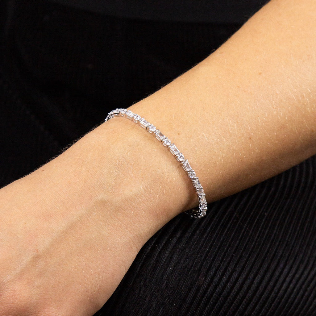 Diamonfire Baguette and Round Zirconia Bracelet