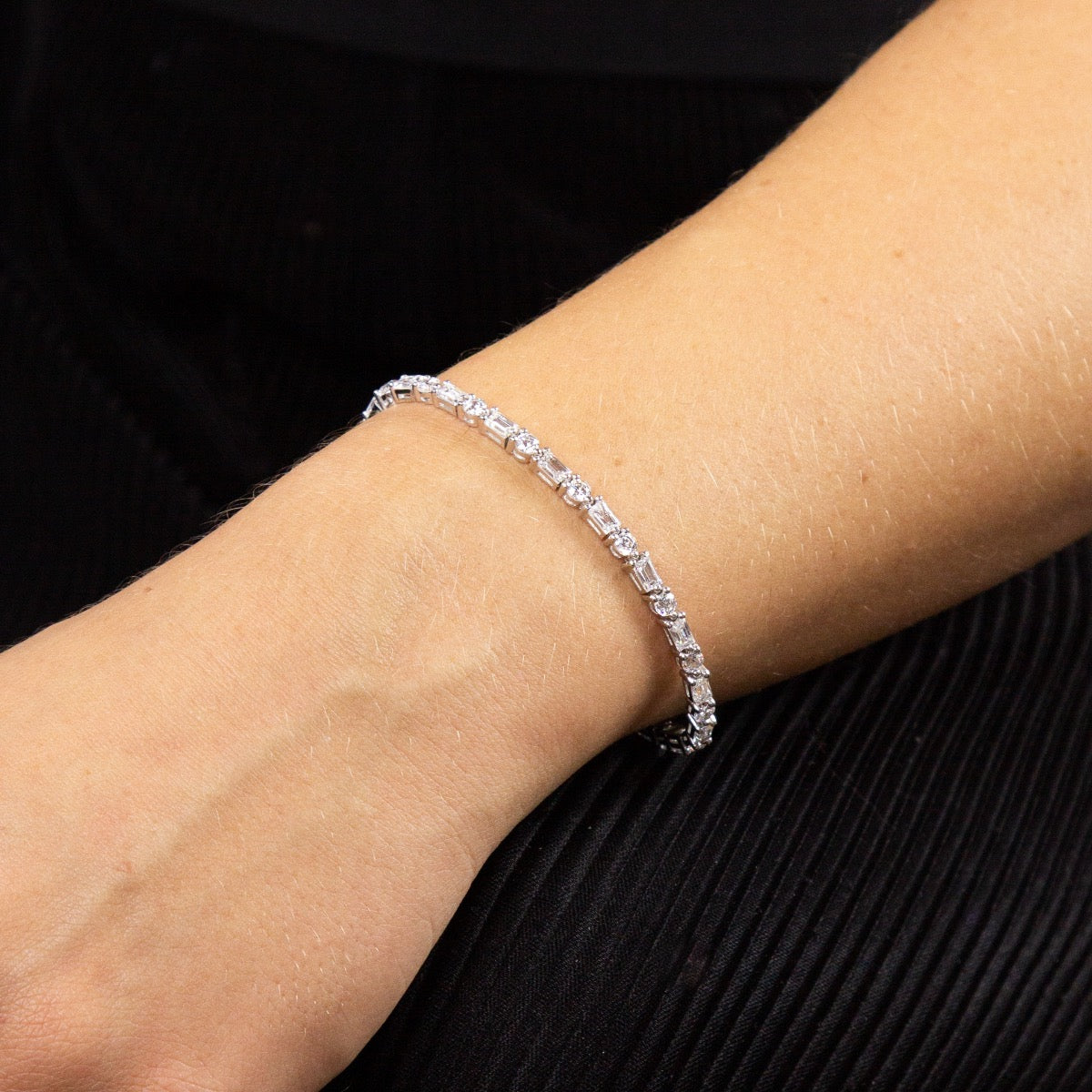 Diamonfire Baguette and Round Zirconia Bracelet