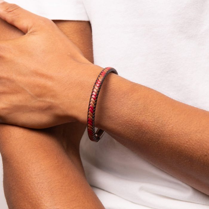 Fred Bennett Multi-Tone Woven Leather Bracelet