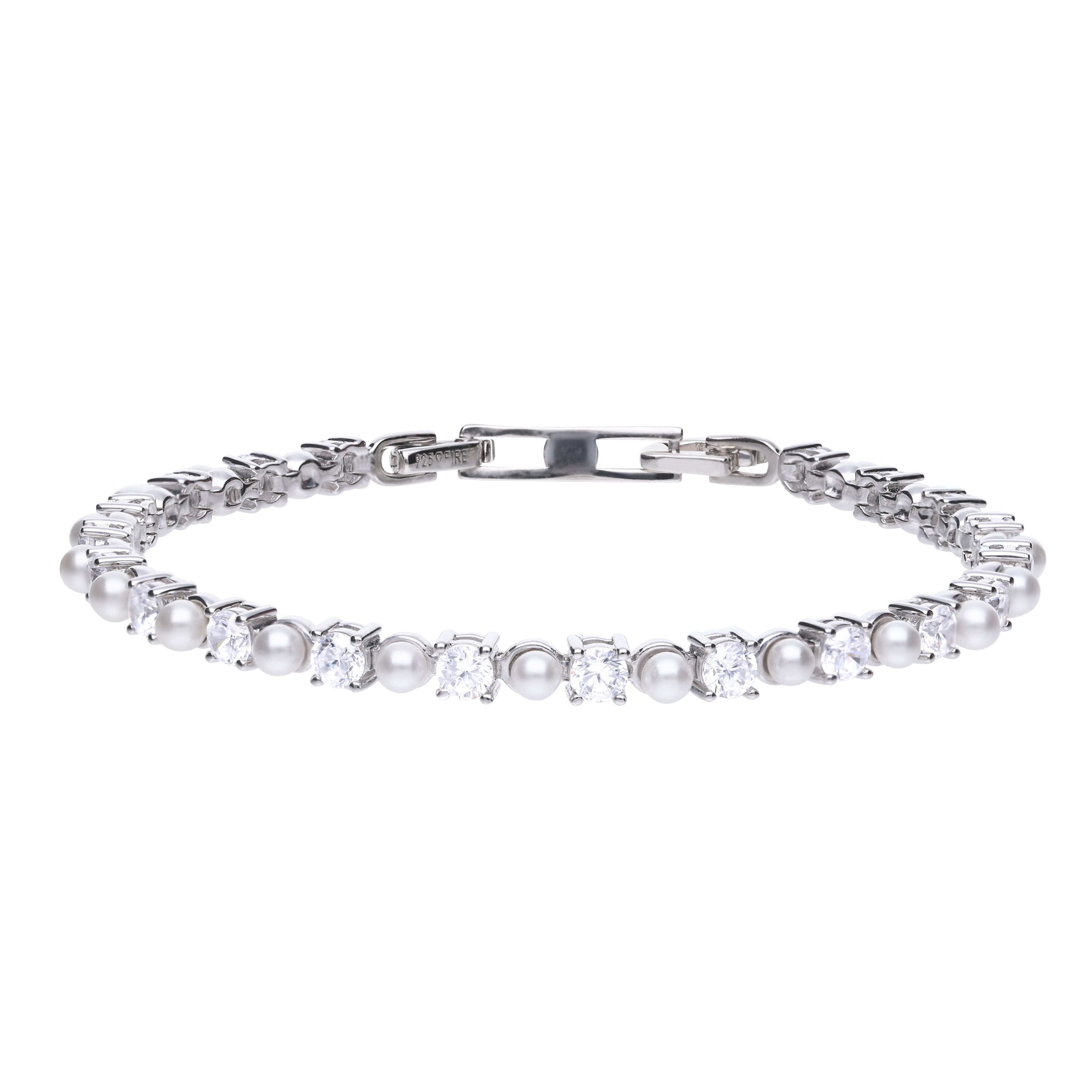 Diamonfire Pearl and Zirconia Tennis Bracelet