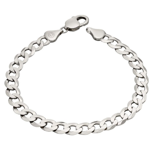 Fred Bennett Silver Bracelet B5324 Heavyweight Diamond Cut Curb Chain Bracelet