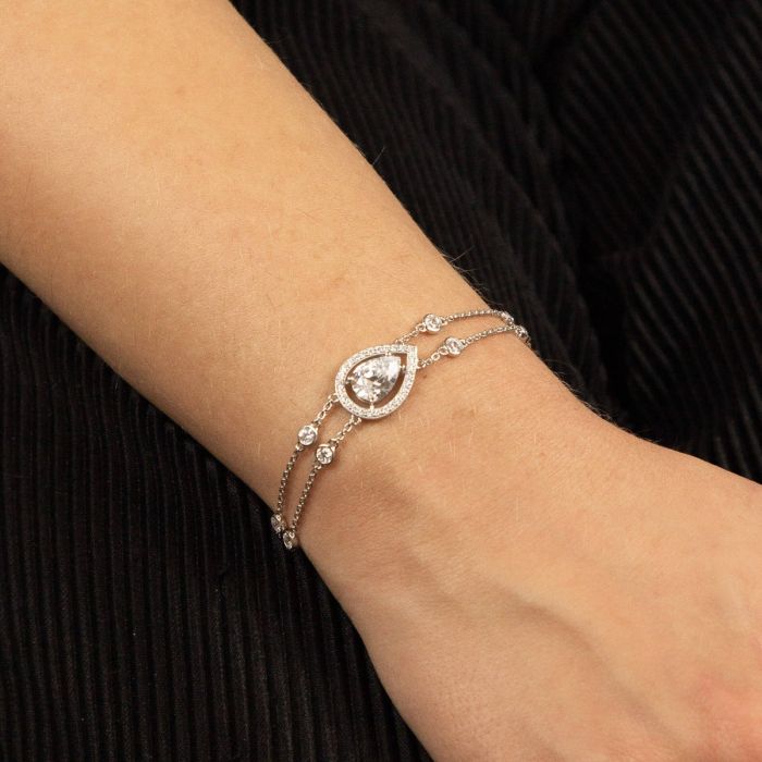 Diamonfire Silver Bracelet B5331 Diamonfire Teardrop Double Row Bracelet