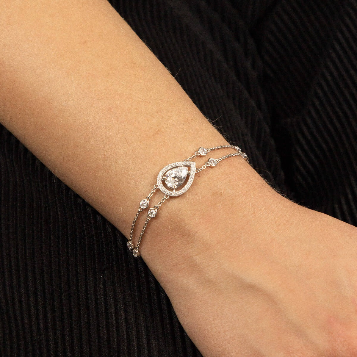 Diamonfire Teardrop Double Row Bracelet