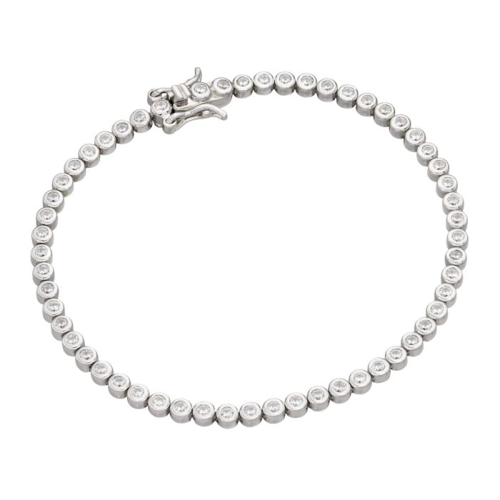 Silver Bracelet B5354C Bezel Set Cubic Zirconia Beginnings Bracelet