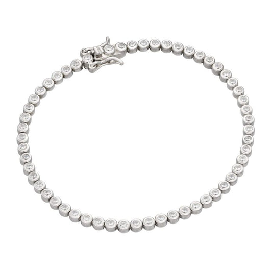 Silver Bracelet B5354C Bezel Set Cubic Zirconia Beginnings Bracelet