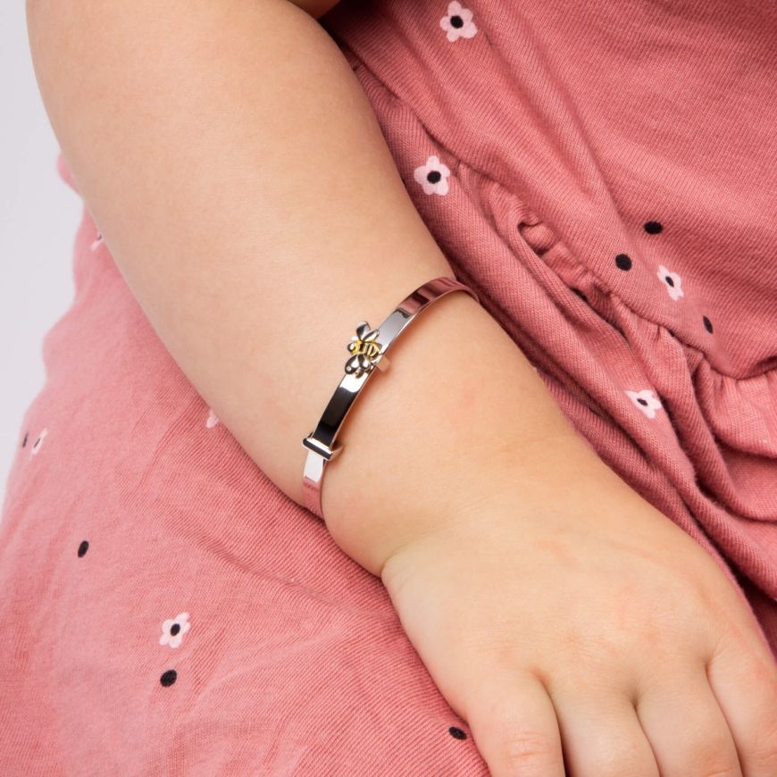 Silver Bangle B5369 Enamel Bee Expanding Bangle Bee Bangle D for Diamond