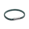 Fred Bennett Black and Forest Green Plaited Leather Bracelet