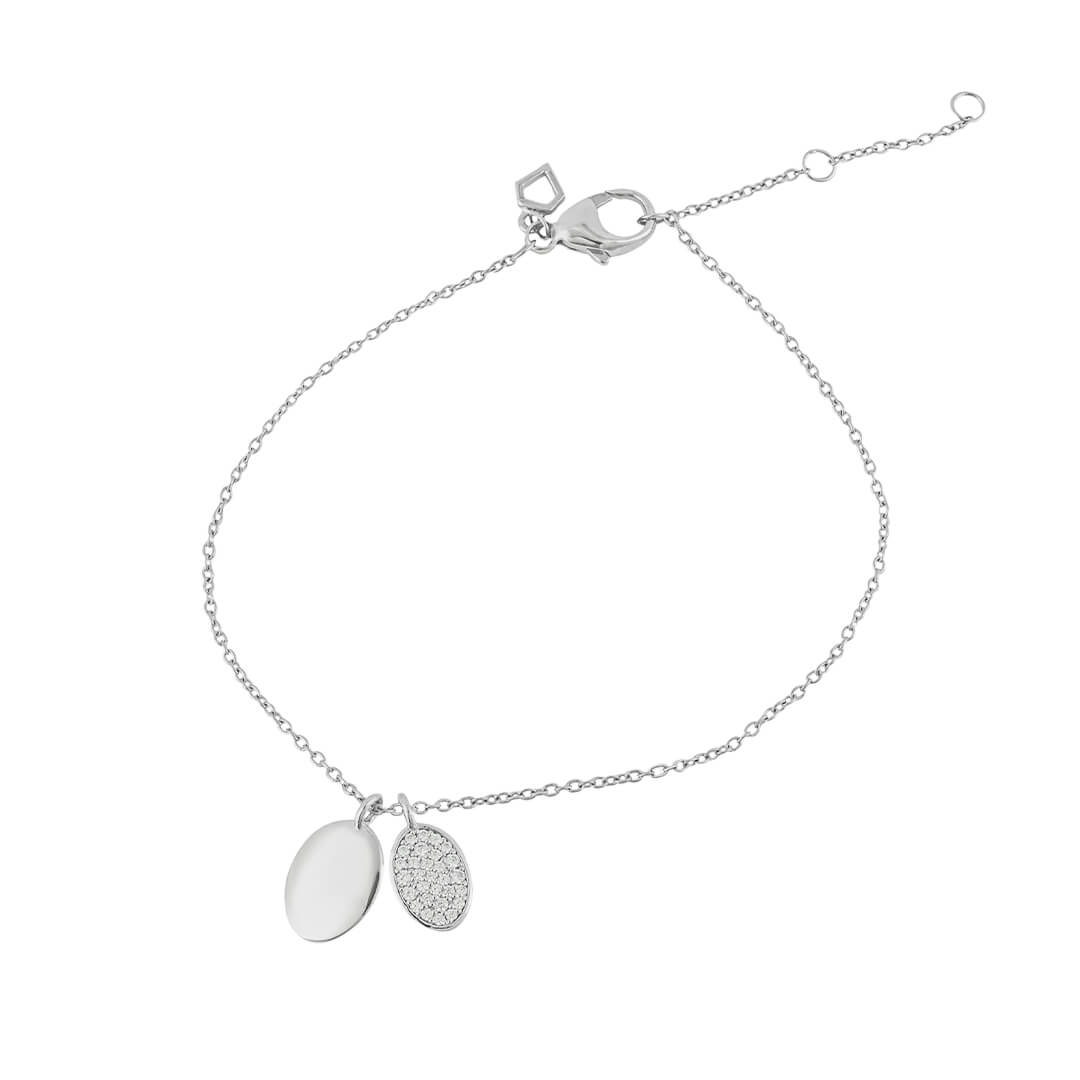 Diamonfire Engravable Tag Bracelet with Pave Set Oval Tag