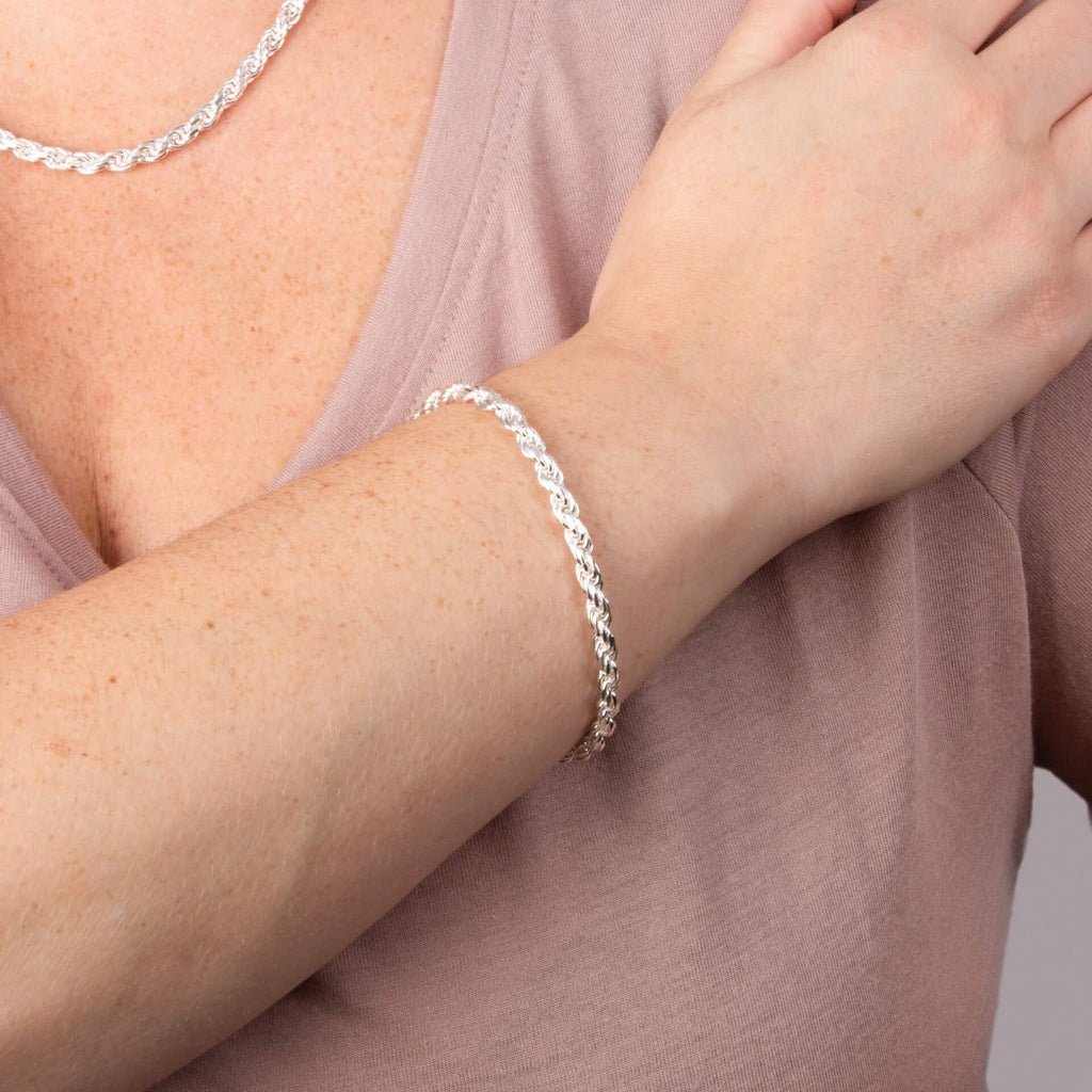 Beginnings Diamond Cut Rope Chain Bracelet