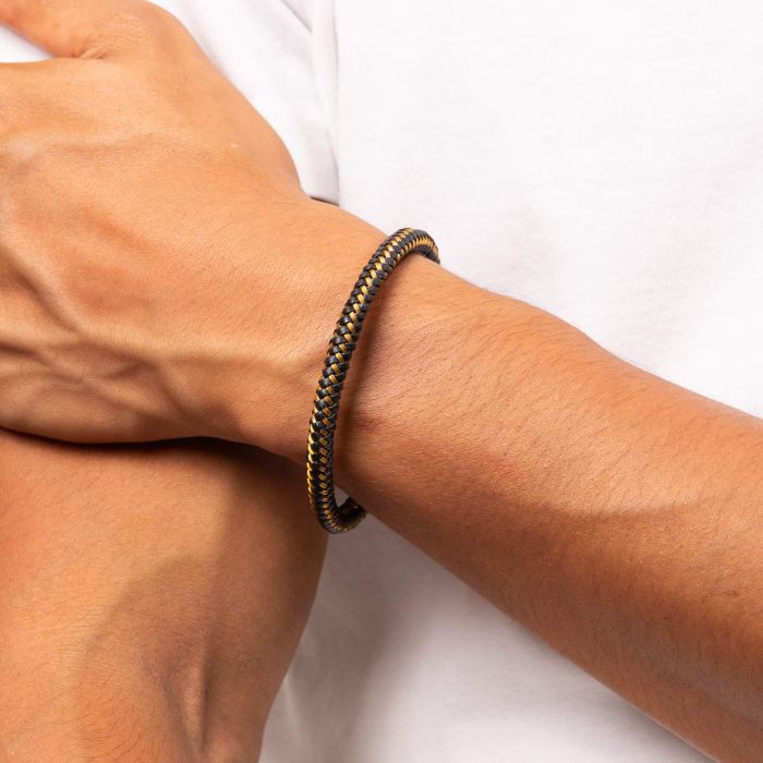 Fred Bennett Black and Yellow Gold Plated Wire Bracelet