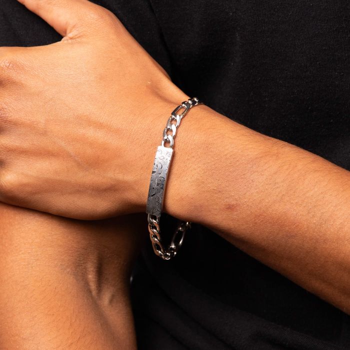 Fred Bennett Bracelet Damascus Steel ID Bar Chain Bracelet B5452
