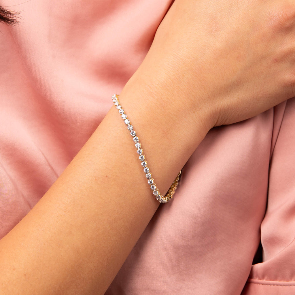 Diamonfire Small Zirconia Charm Tennis Bracelet