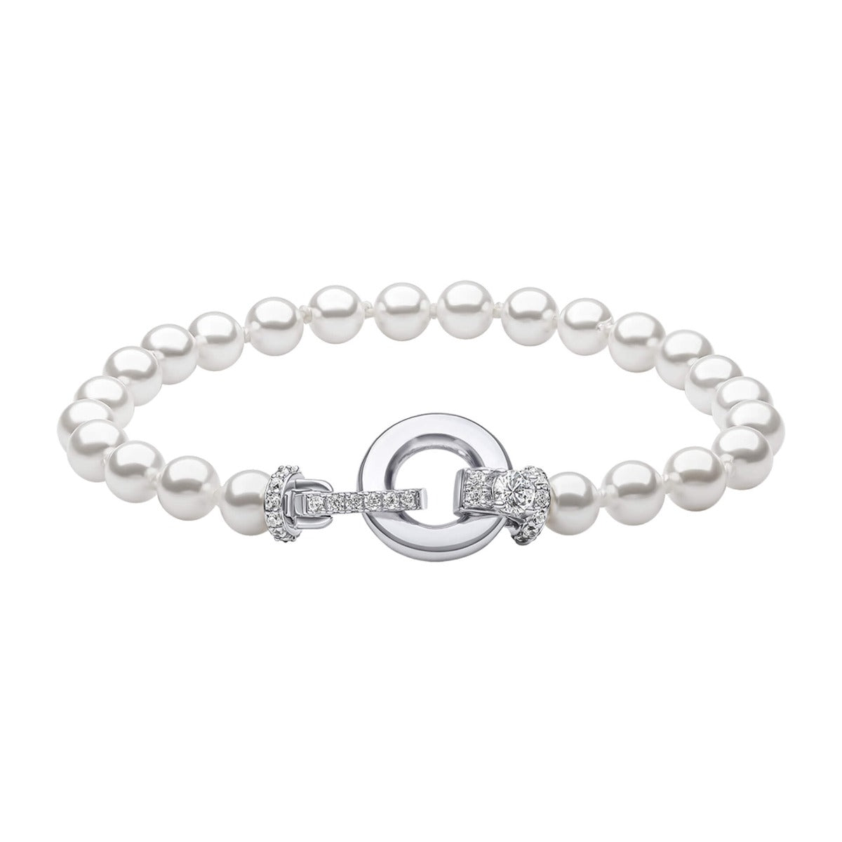 Diamonfire Shell Pearl Bracelet with Zirconia Feature Clasp