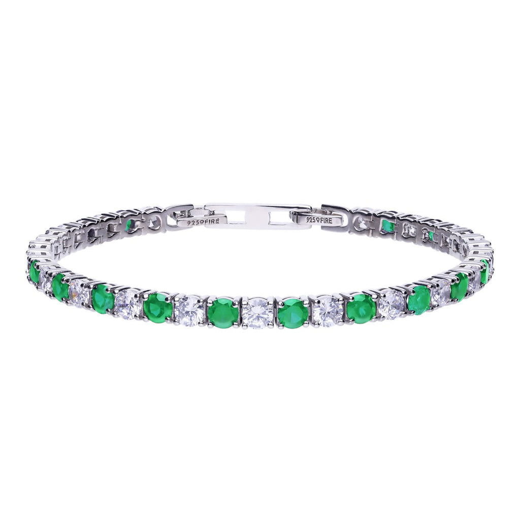Diamonfire Two Tone Zirconia Tennis Bracelet