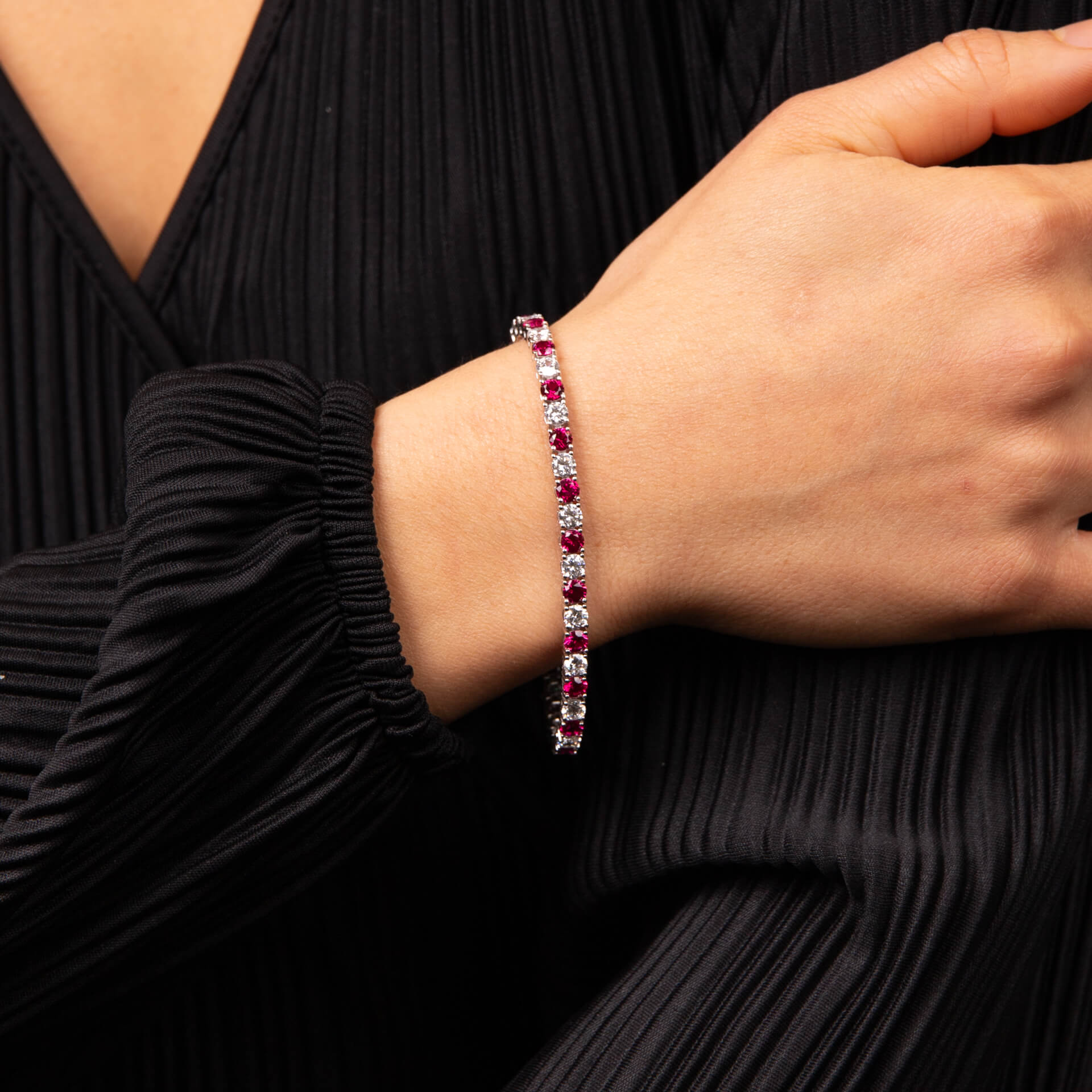 Diamonfire Two Tone Zirconia Tennis Bracelet