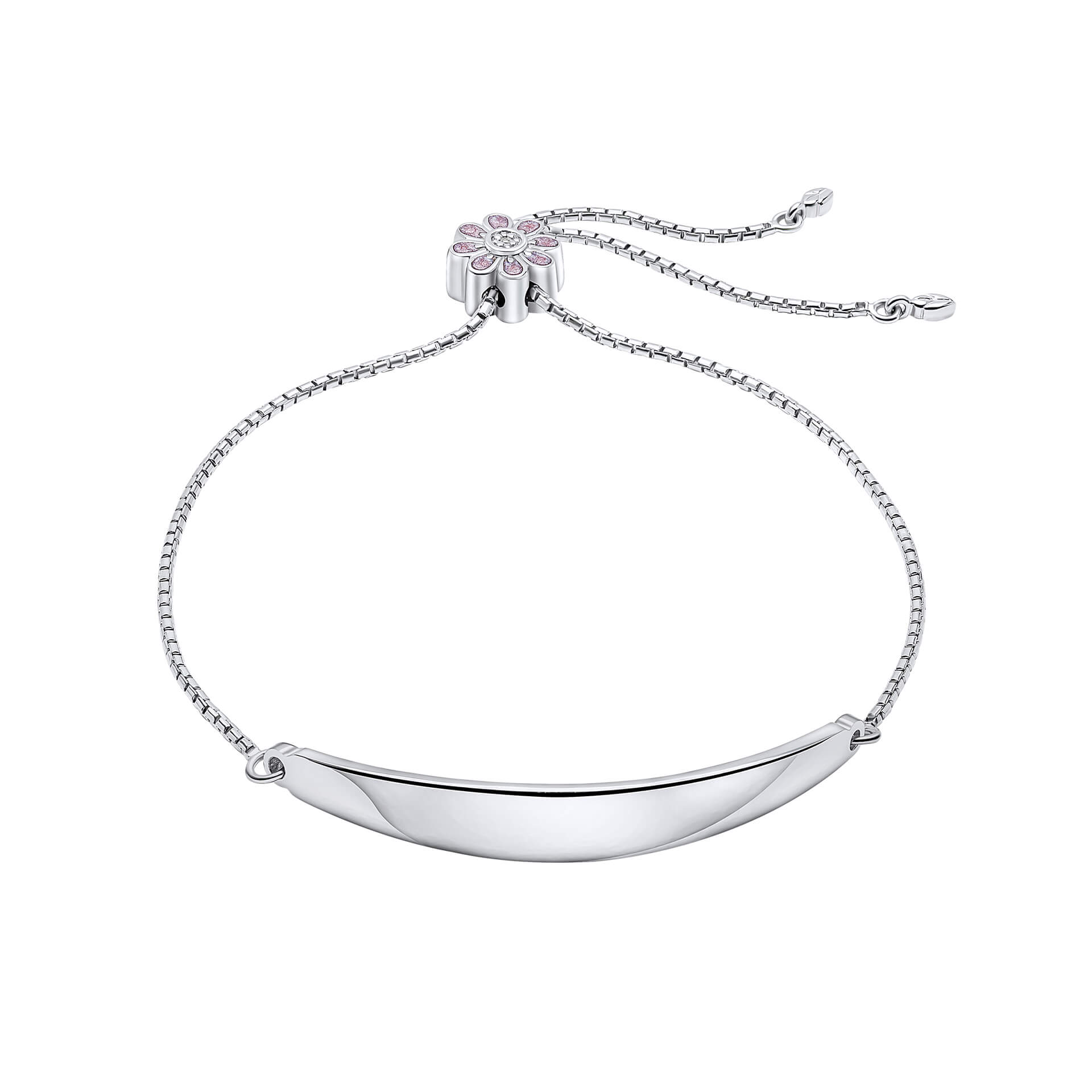 D For Diamond Pink Flower Toggle Bracelet with Diamond