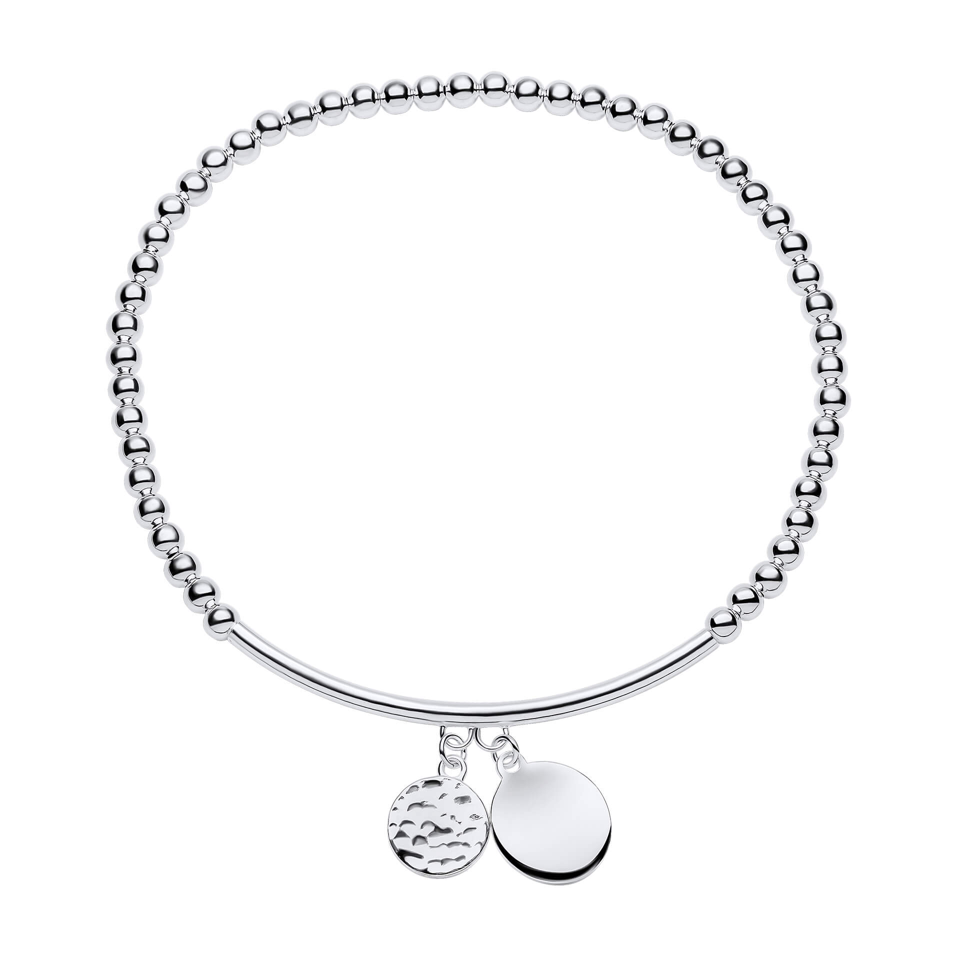 Beginnings Beaded Stretch Bracelet with Disc Charms