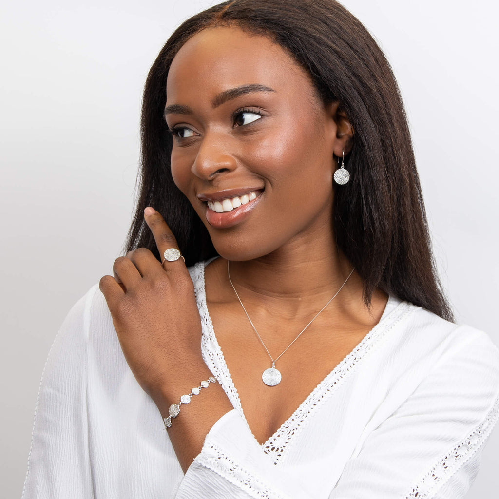 Beginnings Ripple Texture Round Disc Ring