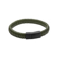 Fred Bennett Khaki Braided Leather Bracelet with Black Clasp