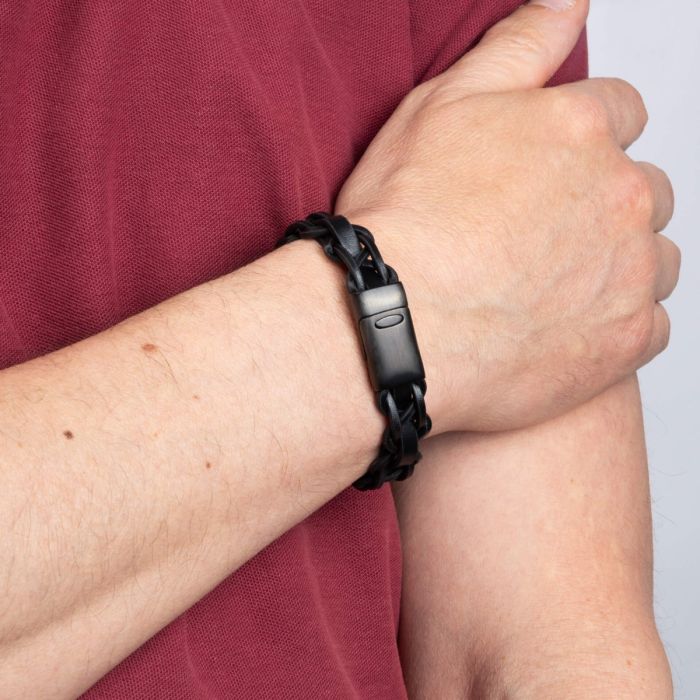 Fred Bennett Thick Braided Leather Bracelet